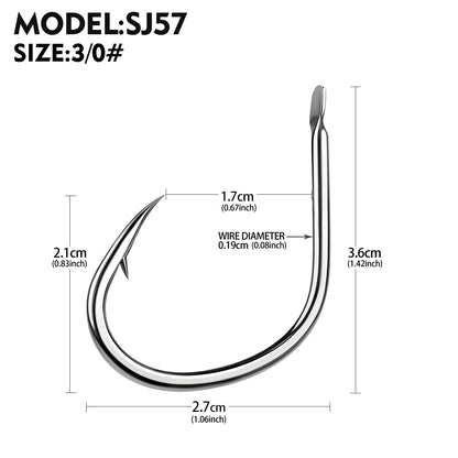 PROBEROS SJ57 Stainless Steel Circle Fishing Hooks, 1/0#-9/0# Heavy Duty Hooks