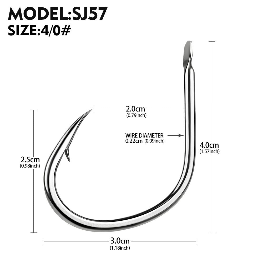 PROBEROS SJ57 Stainless Steel Circle Fishing Hooks, 1/0#-9/0# Heavy Duty Hooks