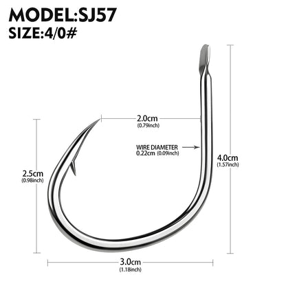 PROBEROS SJ57 Stainless Steel Circle Fishing Hooks, 1/0#-9/0# Heavy Duty Hooks