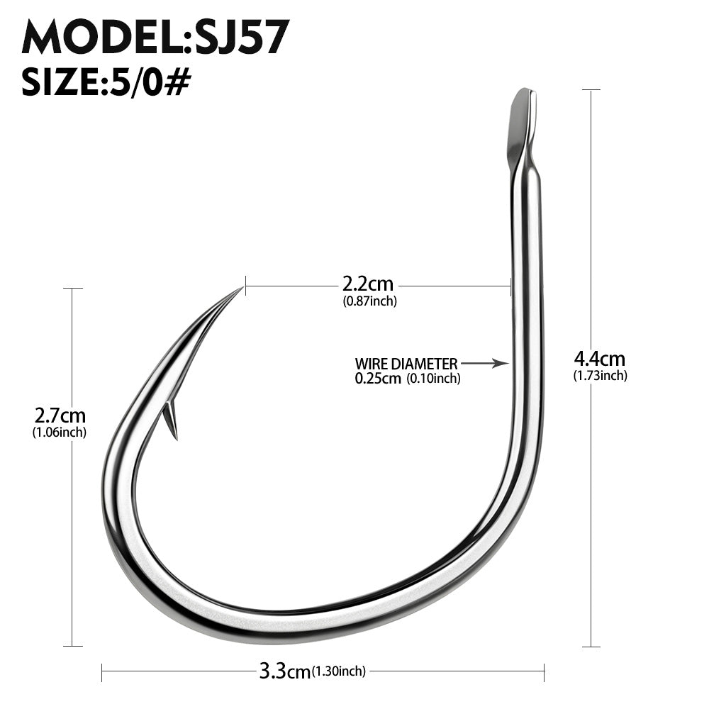 PROBEROS SJ57 Stainless Steel Circle Fishing Hooks, 1/0#-9/0# Heavy Duty Hooks