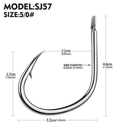 PROBEROS SJ57 Stainless Steel Circle Fishing Hooks, 1/0#-9/0# Heavy Duty Hooks