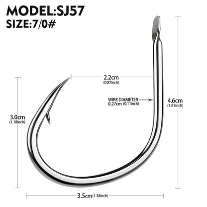 PROBEROS SJ57 Stainless Steel Circle Fishing Hooks, 1/0#-9/0# Heavy Duty Hooks