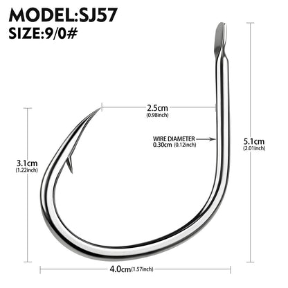 PROBEROS SJ57 Stainless Steel Circle Fishing Hooks, 1/0#-9/0# Heavy Duty Hooks