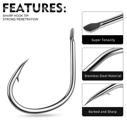 PROBEROS SJ57 Stainless Steel Circle Fishing Hooks, 1/0#-9/0# Heavy Duty Hooks