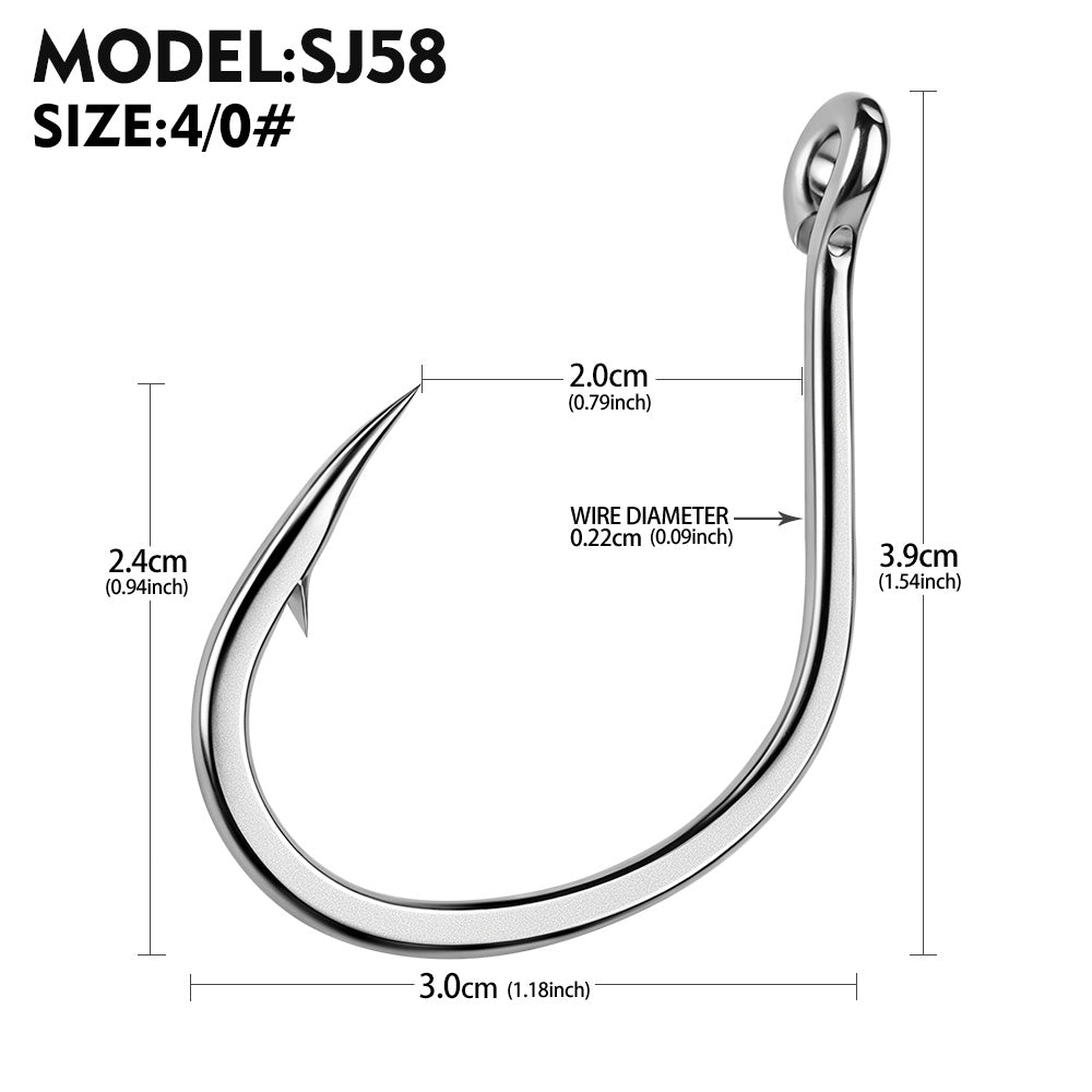 PROBEROS SJ58 Stainless Steel Circle Fishing Hooks, 1/0#-9/0# Heavy Duty Offshore Hooks