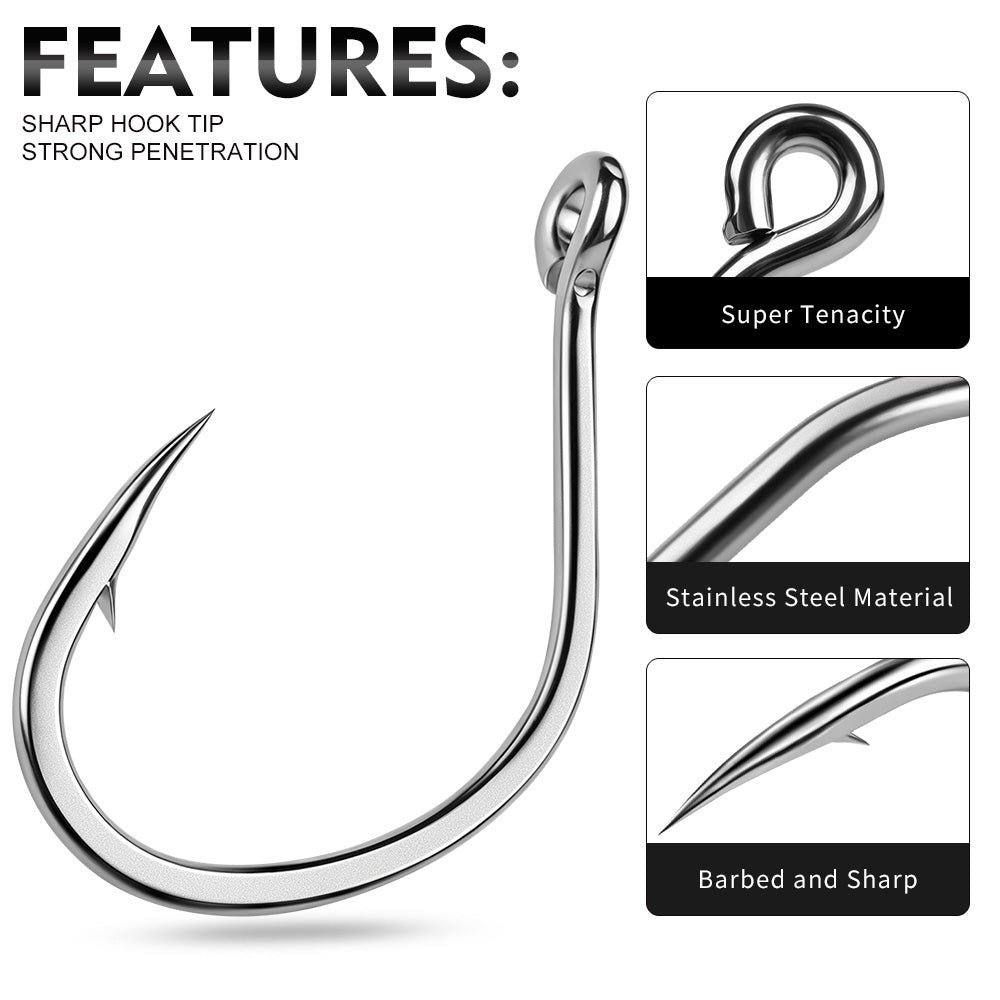 PROBEROS SJ58 Stainless Steel Circle Fishing Hooks, 1/0#-9/0# Heavy Duty Offshore Hooks