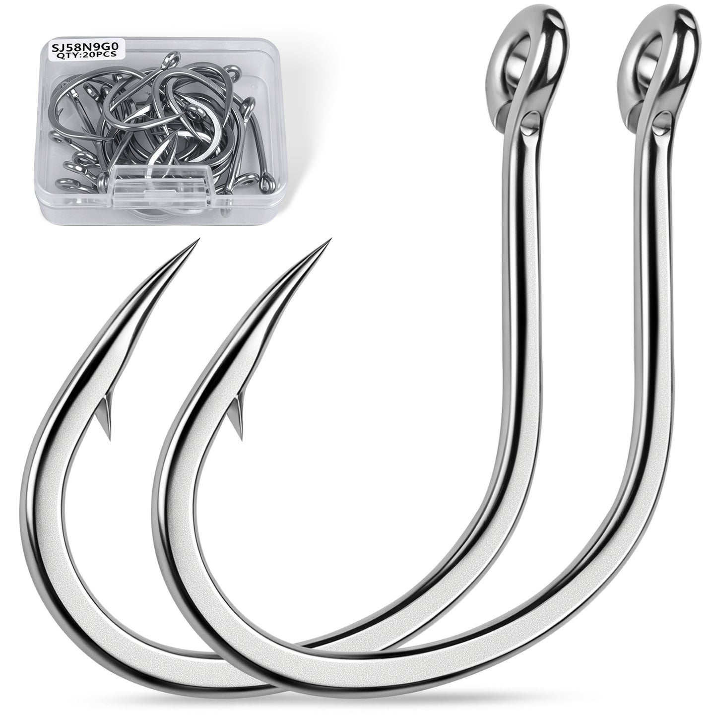 PROBEROS SJ58 Stainless Steel Circle Fishing Hooks, 1/0#-9/0# Heavy Duty Offshore Hooks