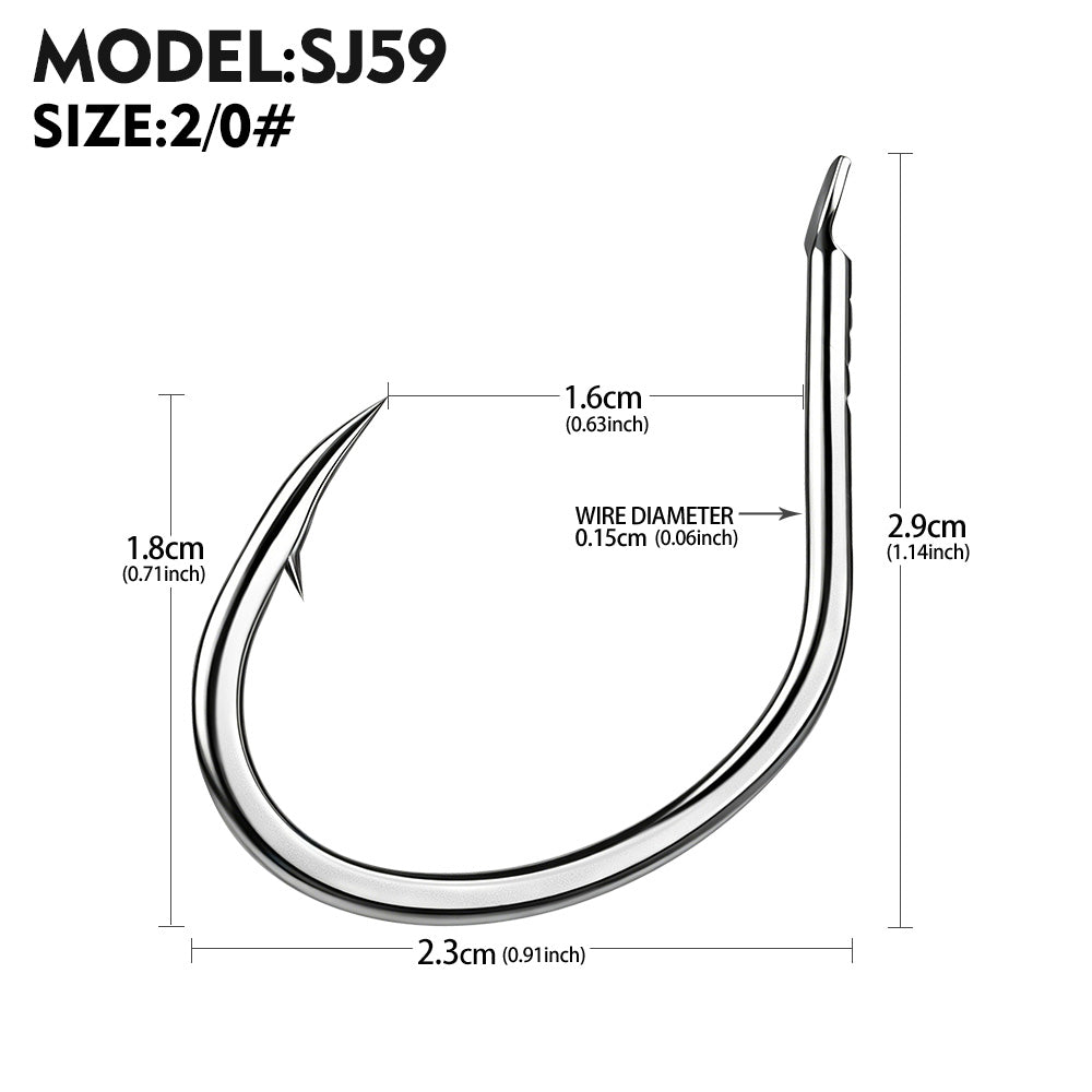 PROBEROS SJ59 Stainless Steel Circle Fishing Hooks, 1/0#-5/0# Saltwater Heavy Duty Fish Hooks