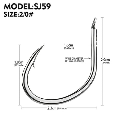 PROBEROS SJ59 Stainless Steel Circle Fishing Hooks, 1/0#-5/0# Saltwater Heavy Duty Fish Hooks