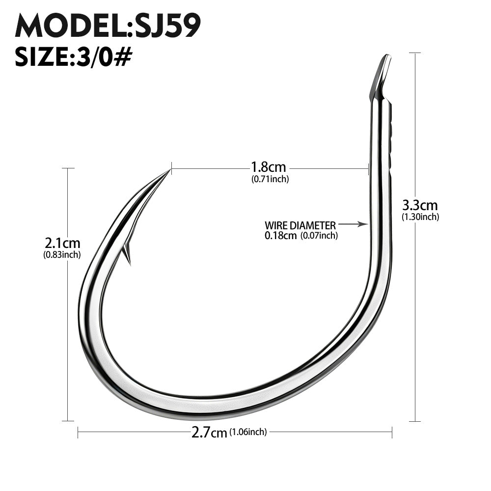 PROBEROS SJ59 Stainless Steel Circle Fishing Hooks, 1/0#-5/0# Saltwater Heavy Duty Fish Hooks