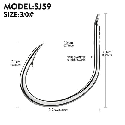 PROBEROS SJ59 Stainless Steel Circle Fishing Hooks, 1/0#-5/0# Saltwater Heavy Duty Fish Hooks