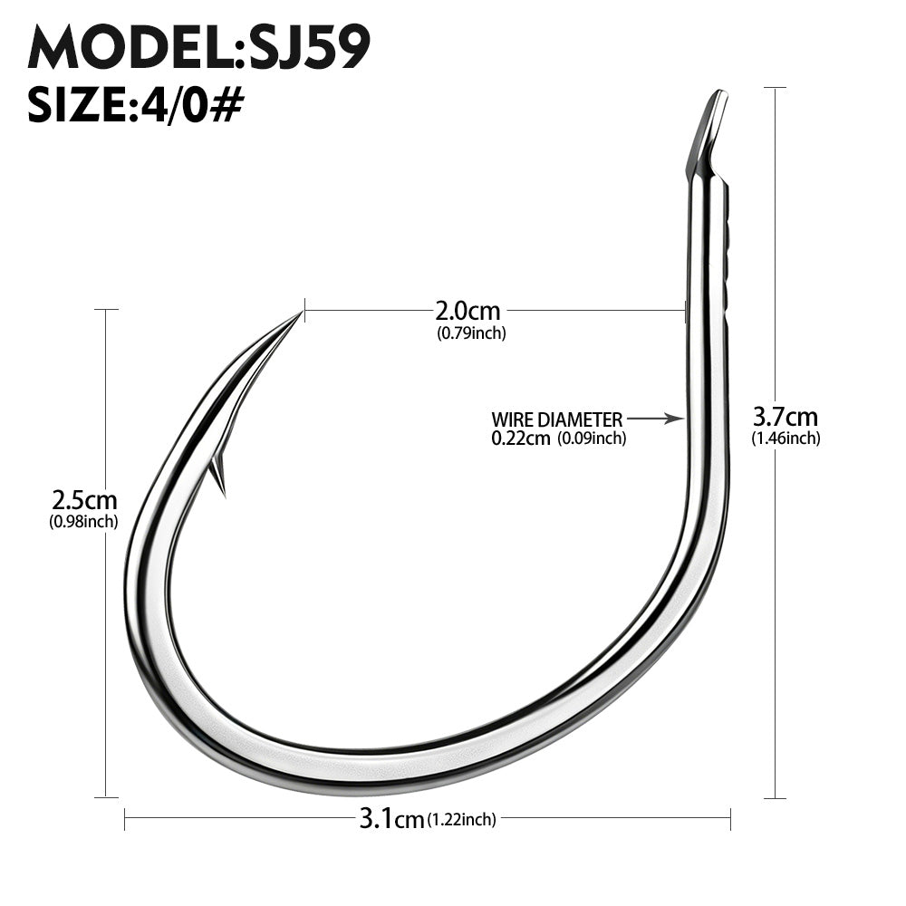 PROBEROS SJ59 Stainless Steel Circle Fishing Hooks, 1/0#-5/0# Saltwater Heavy Duty Fish Hooks