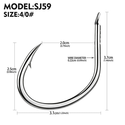 PROBEROS SJ59 Stainless Steel Circle Fishing Hooks, 1/0#-5/0# Saltwater Heavy Duty Fish Hooks