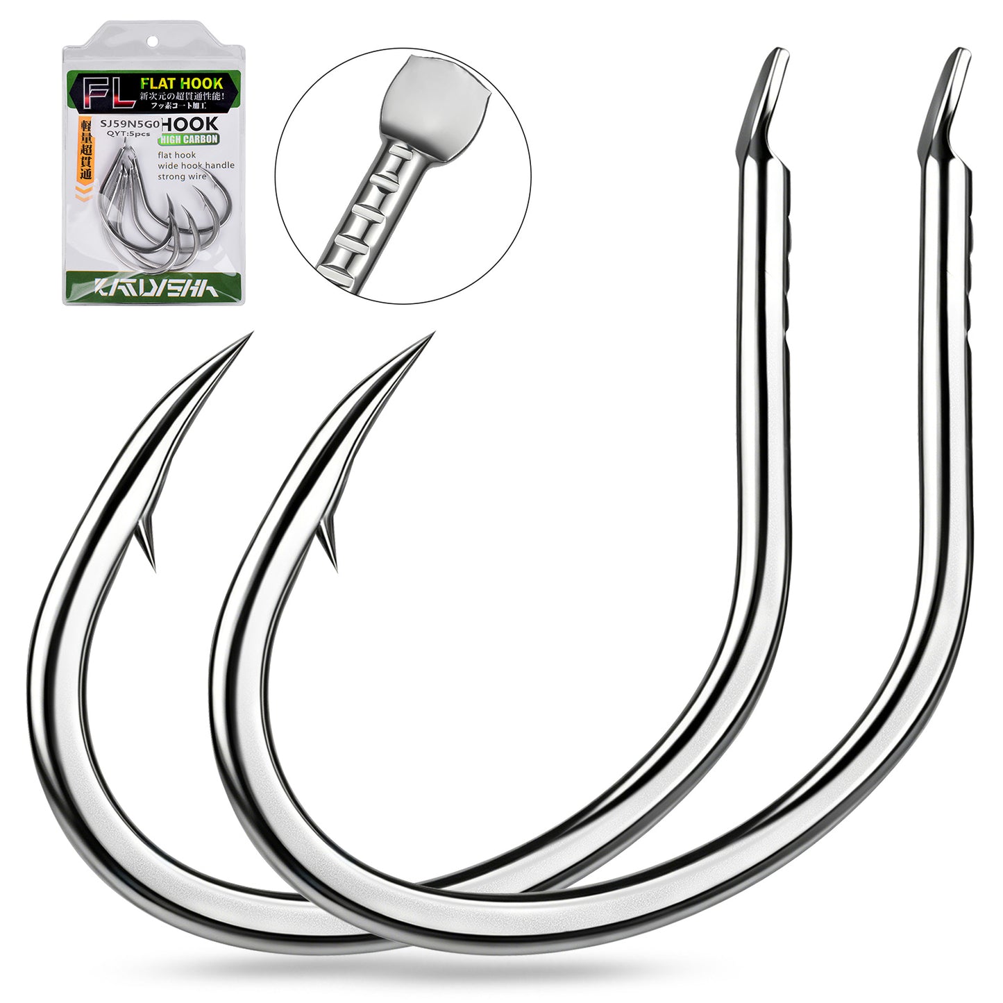 PROBEROS SJ59 Stainless Steel Circle Fishing Hooks, 1/0#-5/0# Saltwater Heavy Duty Fish Hooks