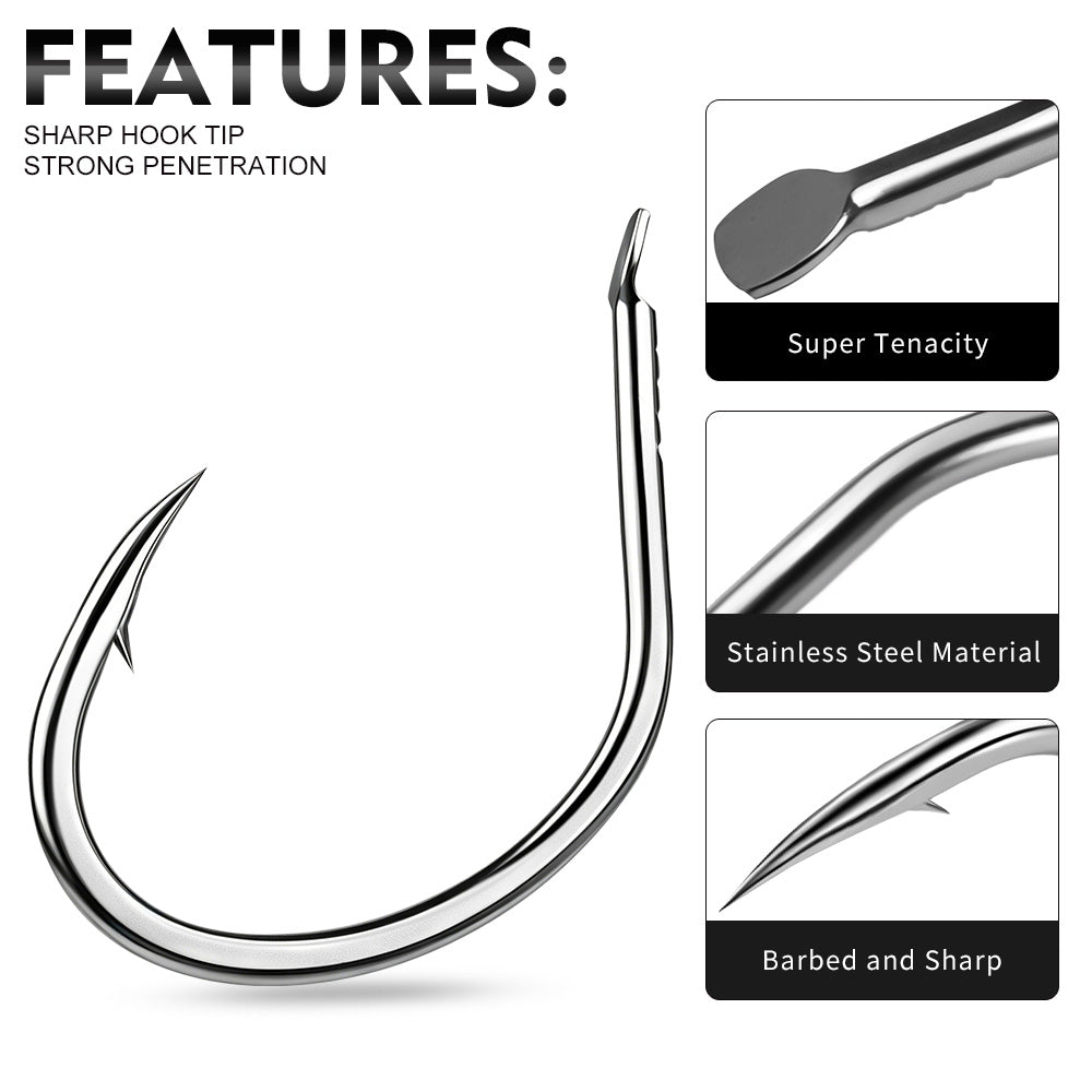 PROBEROS SJ59 Stainless Steel Circle Fishing Hooks, 1/0#-5/0# Saltwater Heavy Duty Fish Hooks