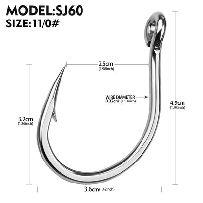 PROBEROS SJ60 Stainless Steel Circle Hooks Heavy Duty Big Game