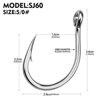 PROBEROS SJ60 Stainless Steel Circle Hooks Heavy Duty Big Game