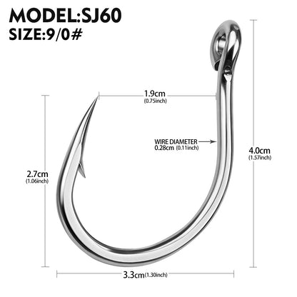 PROBEROS SJ60 Stainless Steel Circle Hooks Heavy Duty Big Game