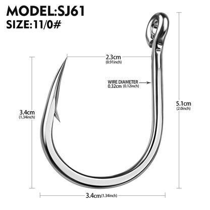 PROBEROS SJ61 High Carbon Steel Circle Fishing Hooks, 3/0#-13/0# Heavy Duty Offshore Big Game Hooks