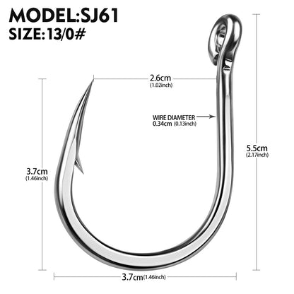 PROBEROS SJ61 High Carbon Steel Circle Fishing Hooks, 3/0#-13/0# Heavy Duty Offshore Big Game Hooks
