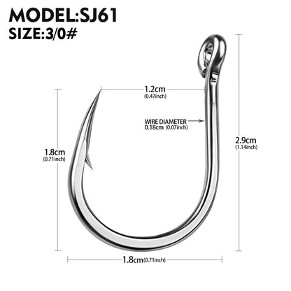 PROBEROS SJ61 High Carbon Steel Circle Fishing Hooks, 3/0#-13/0# Heavy Duty Offshore Big Game Hooks