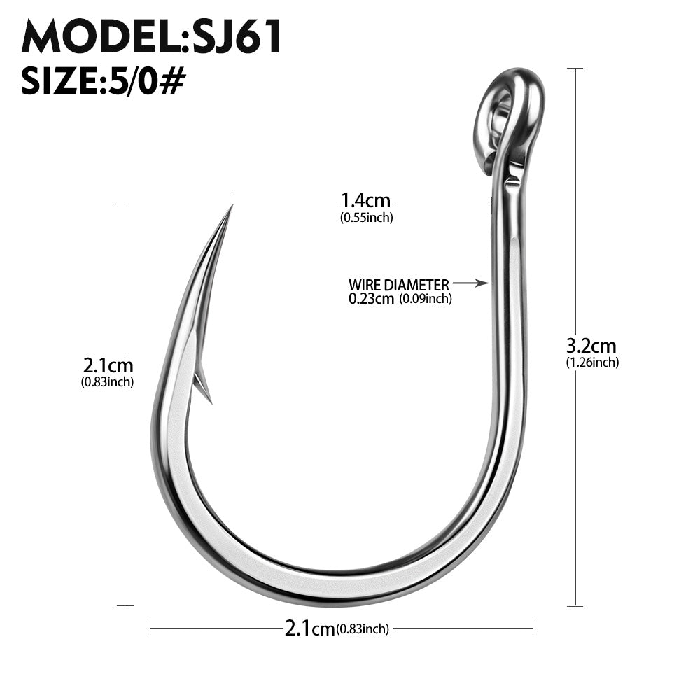 PROBEROS SJ61 High Carbon Steel Circle Fishing Hooks, 3/0#-13/0# Heavy Duty Offshore Big Game Hooks