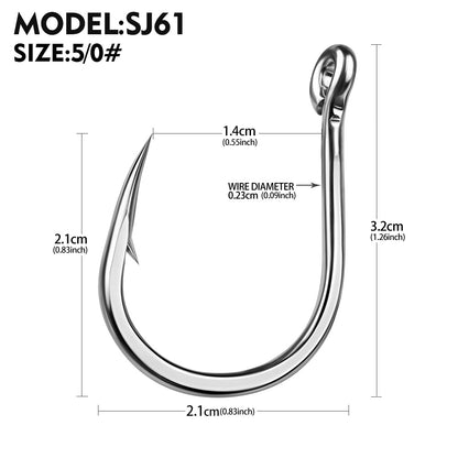 PROBEROS SJ61 High Carbon Steel Circle Fishing Hooks, 3/0#-13/0# Heavy Duty Offshore Big Game Hooks