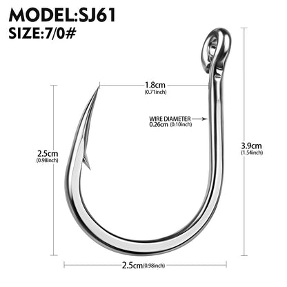 PROBEROS SJ61 High Carbon Steel Circle Fishing Hooks, 3/0#-13/0# Heavy Duty Offshore Big Game Hooks