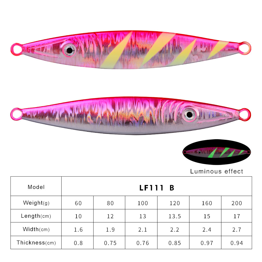 PROBEROS 5PCS Metal Jig Fishing Lure Slow Cast Hard Lure Jigging Spoon Artificial Shore Metal Bait Sea Tackle 60G 80G 100G 120G 160G 200G