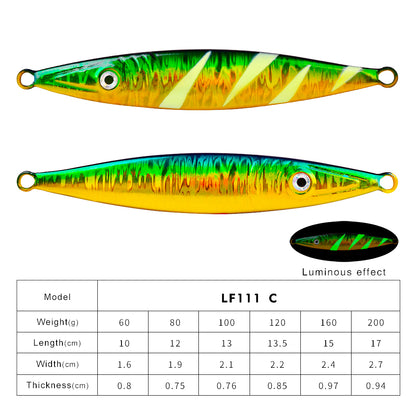 PROBEROS 5PCS Metal Jig Fishing Lure Slow Cast Hard Lure Jigging Spoon Artificial Shore Metal Bait Sea Tackle 60G 80G 100G 120G 160G 200G