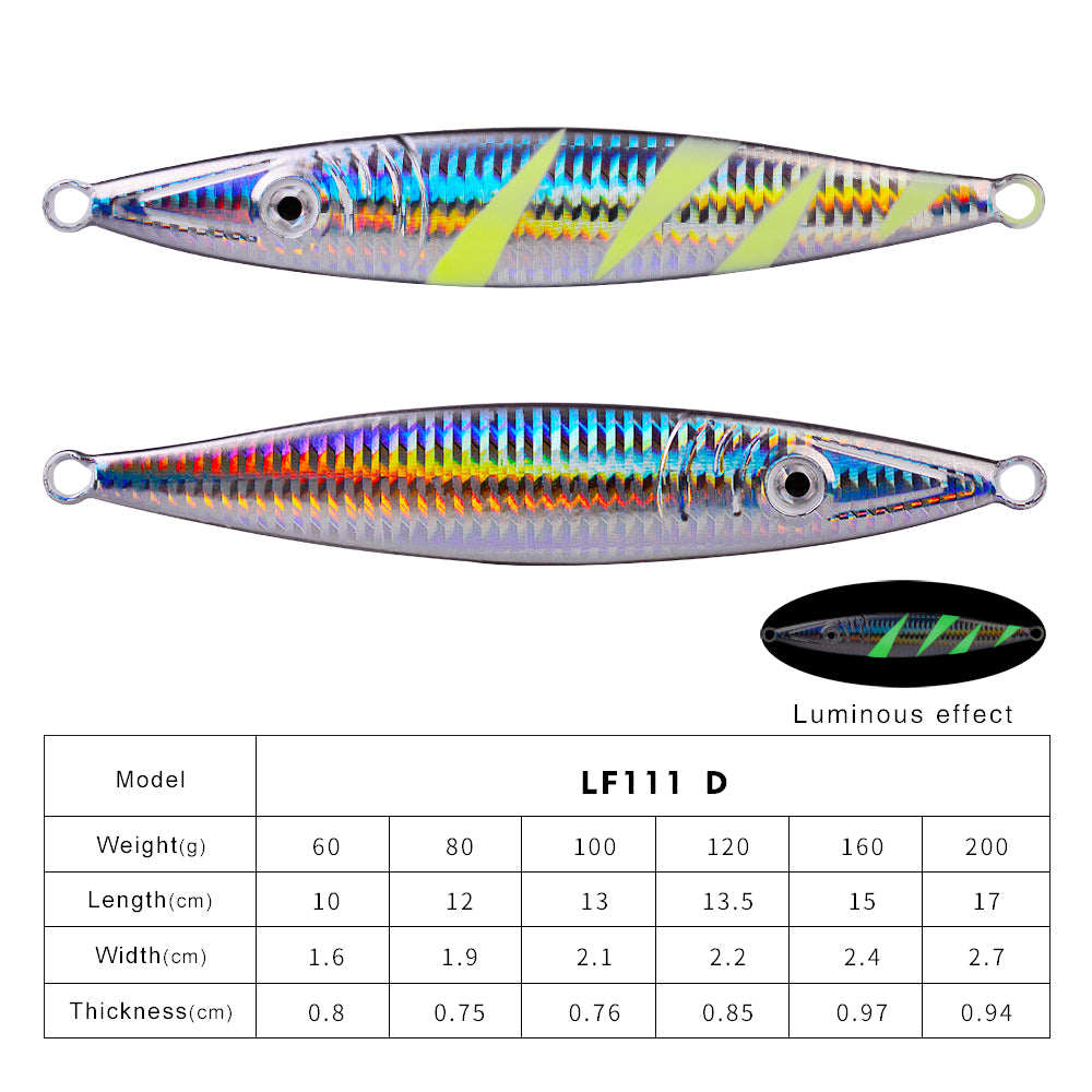 PROBEROS 5PCS Metal Jig Fishing Lure Slow Cast Hard Lure Jigging Spoon Artificial Shore Metal Bait Sea Tackle 60G 80G 100G 120G 160G 200G