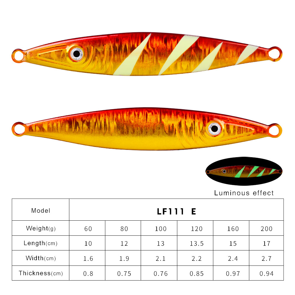 PROBEROS 5PCS Metal Jig Fishing Lure Slow Cast Hard Lure Jigging Spoon Artificial Shore Metal Bait Sea Tackle 60G 80G 100G 120G 160G 200G
