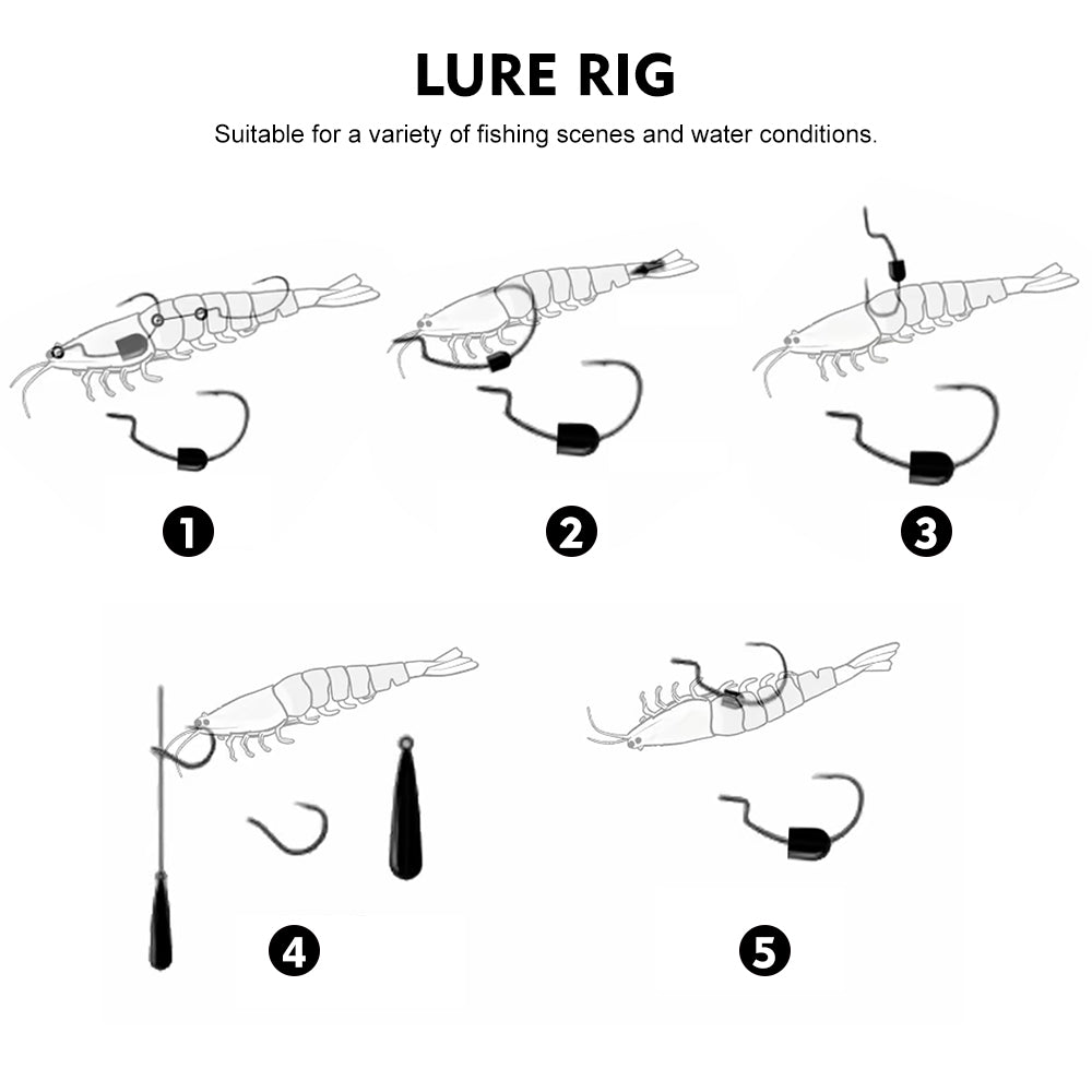 SUNLURE Segmented Shrimp Soft Bait, 22g/37g, 5 Colors Lifelike Shrimp Fishing Lure, Multi-Jointed, 15cm/18cm