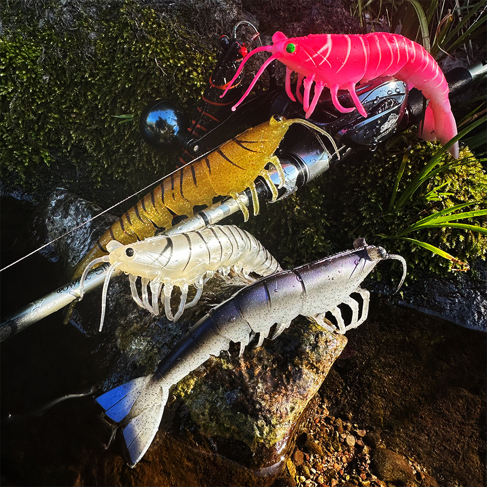 SUNLURE Segmented Shrimp Soft Bait, 22g/37g, 5 Colors Lifelike Shrimp Fishing Lure, Multi-Jointed, 15cm/18cm