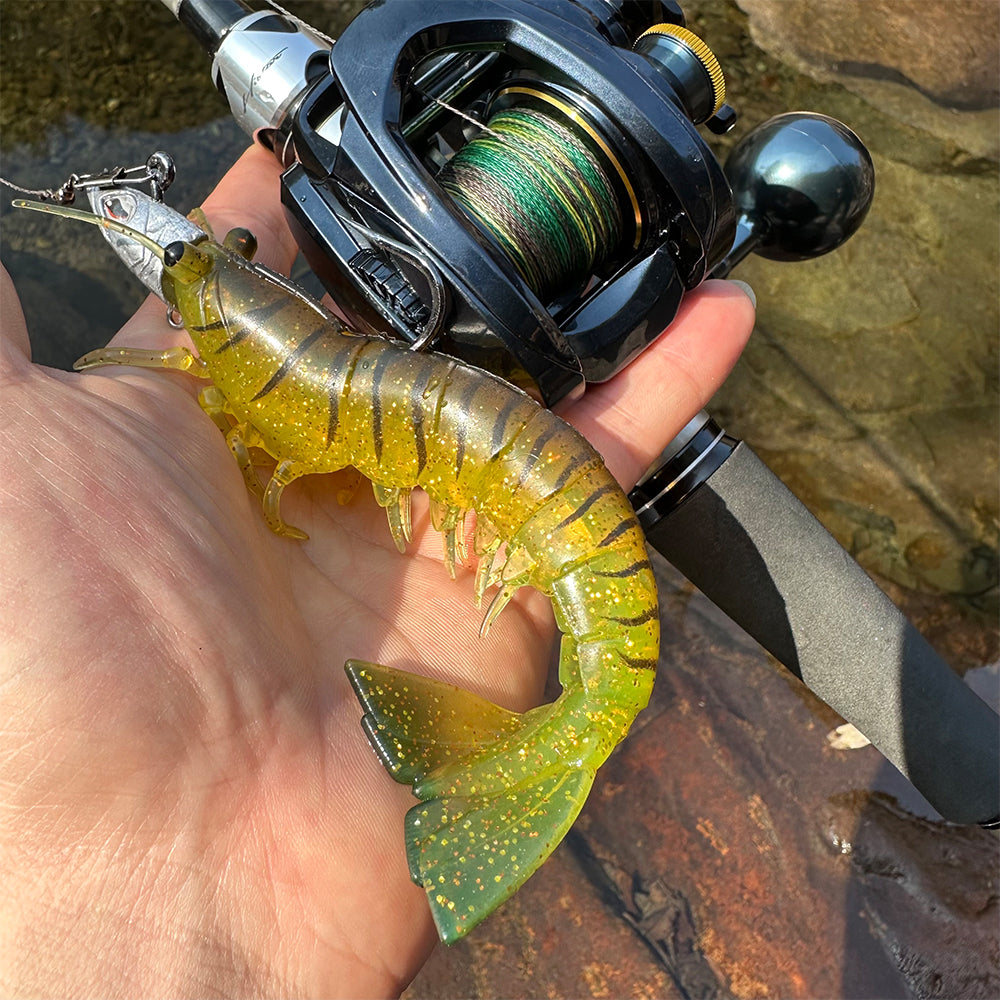 SUNLURE Segmented Shrimp Soft Bait, 22g/37g, 5 Colors Lifelike Shrimp Fishing Lure, Multi-Jointed, 15cm/18cm