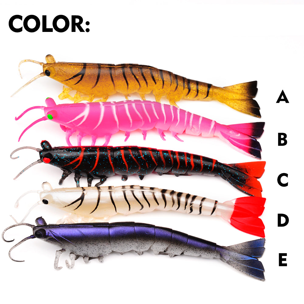 SUNLURE Segmented Shrimp Soft Bait, 22g/37g, 5 Colors Lifelike Shrimp Fishing Lure, Multi-Jointed, 15cm/18cm