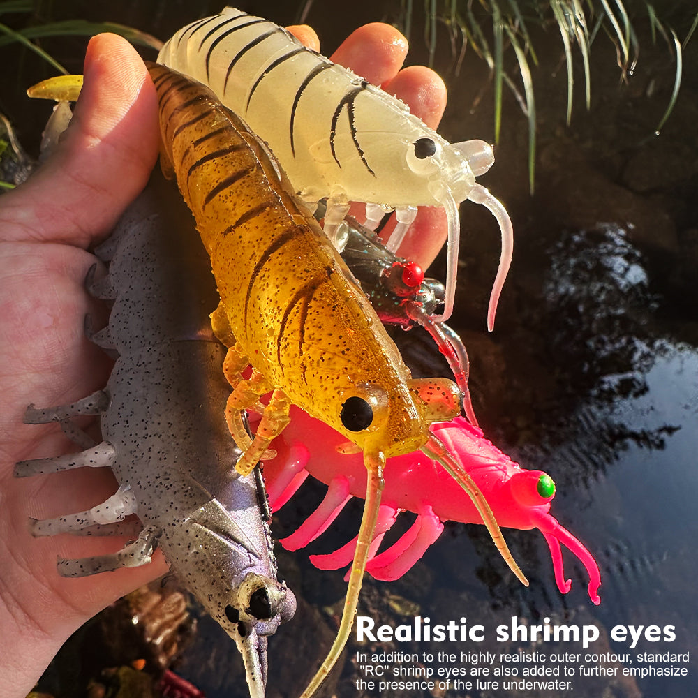 SUNLURE Segmented Shrimp Soft Bait, 22g/37g, 5 Colors Lifelike Shrimp Fishing Lure, Multi-Jointed, 15cm/18cm