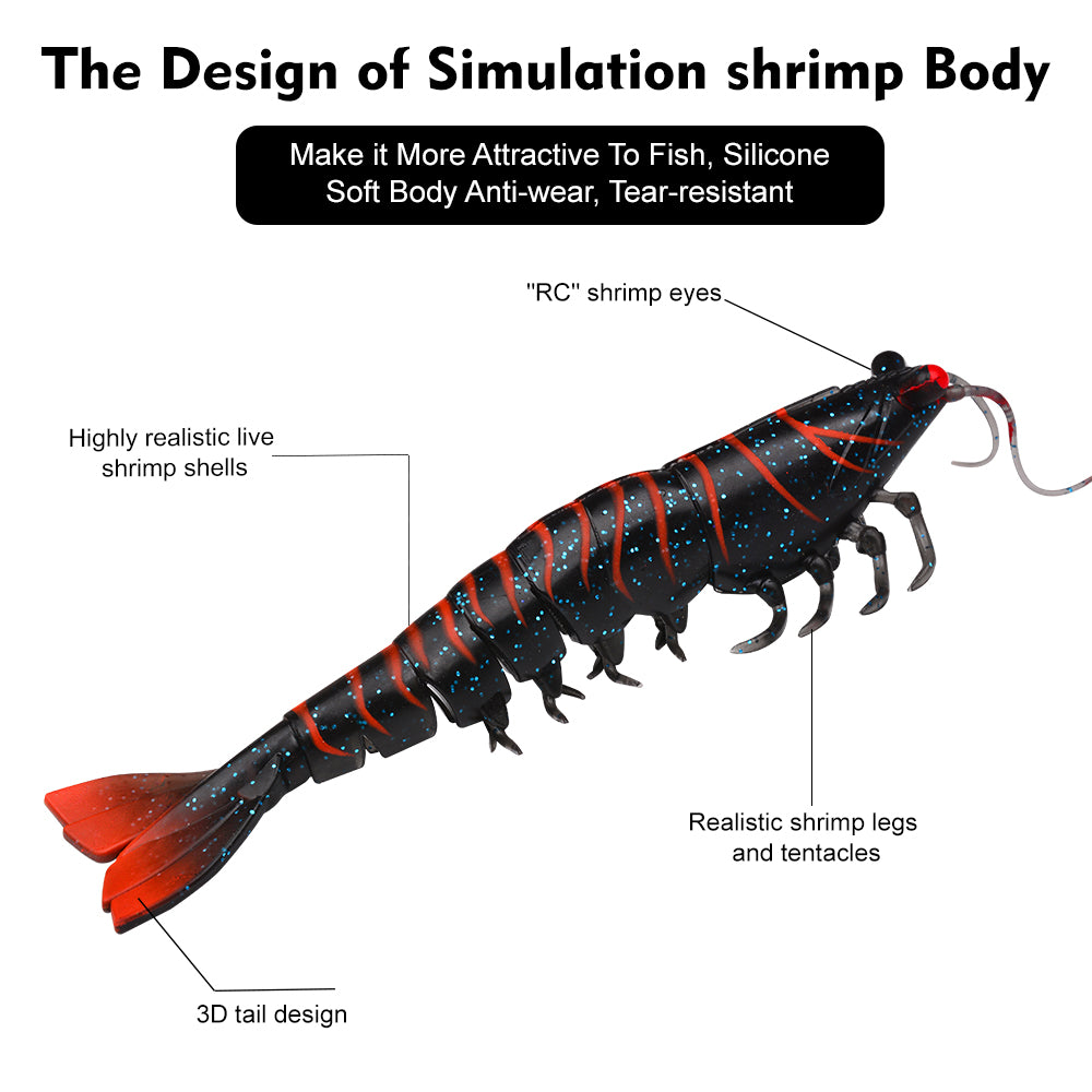 SUNLURE Segmented Shrimp Soft Bait, 22g/37g, 5 Colors Lifelike Shrimp Fishing Lure, Multi-Jointed, 15cm/18cm