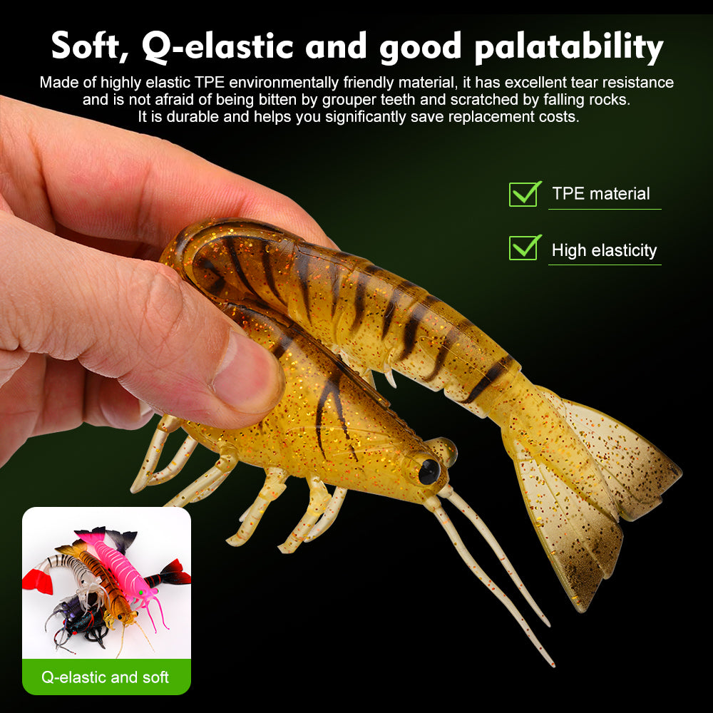 SUNLURE Segmented Shrimp Soft Bait, 22g/37g, 5 Colors Lifelike Shrimp Fishing Lure, Multi-Jointed, 15cm/18cm
