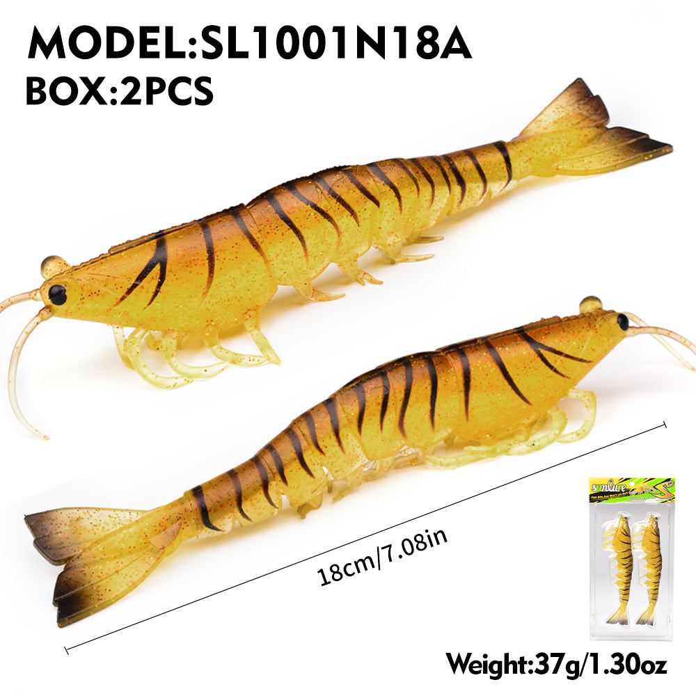SUNLURE Segmented Shrimp Soft Bait, 22g/37g, 5 Colors Lifelike Shrimp Fishing Lure, Multi-Jointed, 15cm/18cm