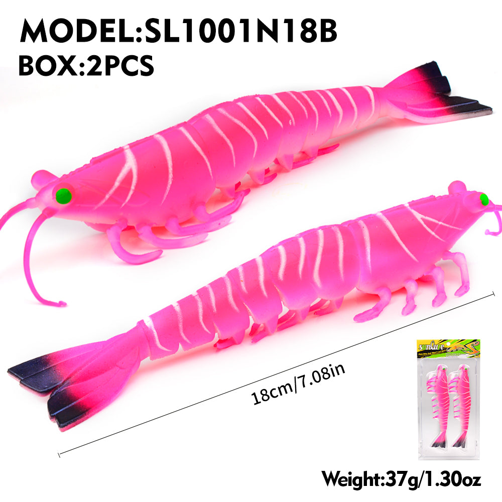 SUNLURE Segmented Shrimp Soft Bait, 22g/37g, 5 Colors Lifelike Shrimp Fishing Lure, Multi-Jointed, 15cm/18cm