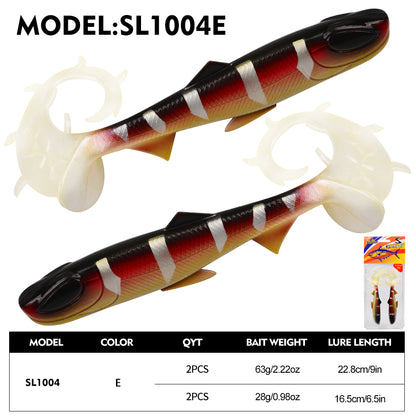 SUNLURE SL1004 Curly Tail Soft Swimbait Lures 16.5/22.8cm