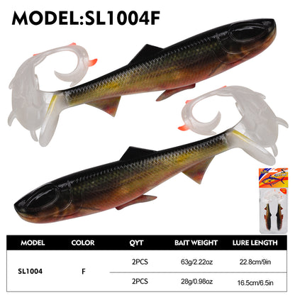 SUNLURE SL1004 Curly Tail Soft Swimbait Lures 16.5/22.8cm