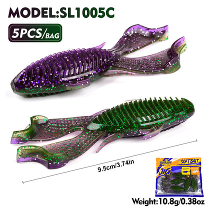 SUNLURE SL1005 Soft Plastic Frog Lure Craw Bait 9.5cm 10.8g 5PCS