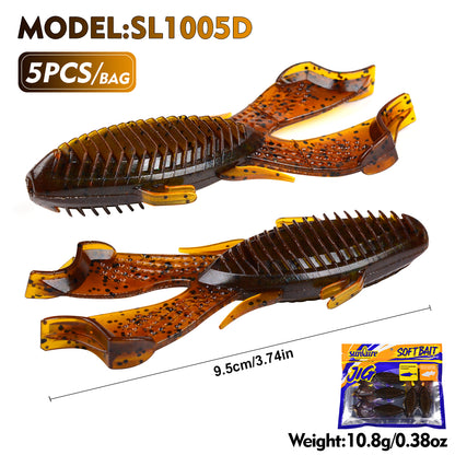 SUNLURE SL1005 Soft Plastic Frog Lure Craw Bait 9.5cm 10.8g 5PCS