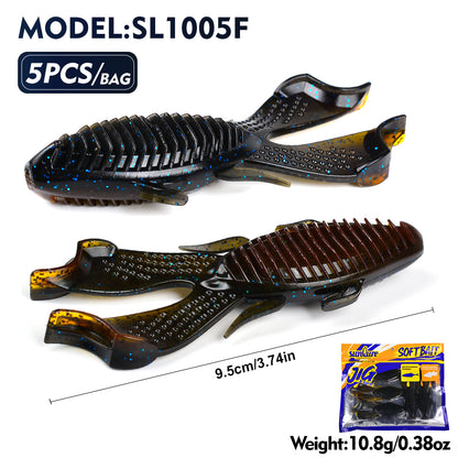 SUNLURE SL1005 Soft Plastic Frog Lure Craw Bait 9.5cm 10.8g 5PCS