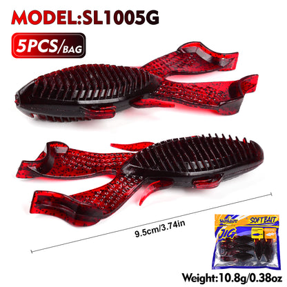 SUNLURE SL1005 Soft Plastic Frog Lure Craw Bait 9.5cm 10.8g 5PCS