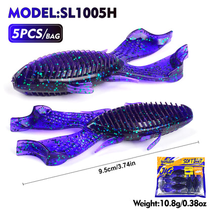 SUNLURE SL1005 Soft Plastic Frog Lure Craw Bait 9.5cm 10.8g 5PCS