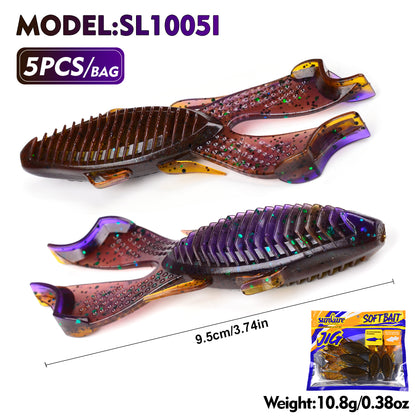 SUNLURE SL1005 Soft Plastic Frog Lure Craw Bait 9.5cm 10.8g 5PCS