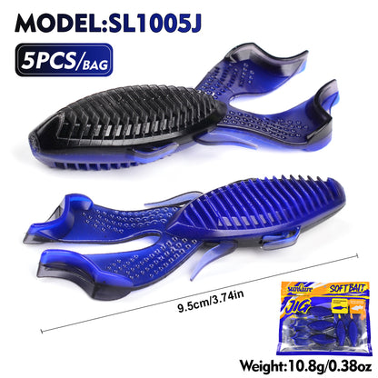 SUNLURE SL1005 Soft Plastic Frog Lure Craw Bait 9.5cm 10.8g 5PCS